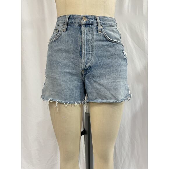 Agolde 'Parker' Blue Denim Jean Long Short Size 24 - Picture 2 of 5